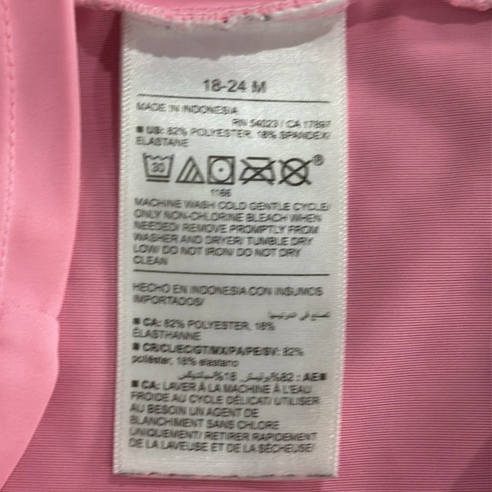 Old Navy Pink Floral 2 Piece Swim Set Rash Guard & Ruffle Bottom Baby 18-24 Mos